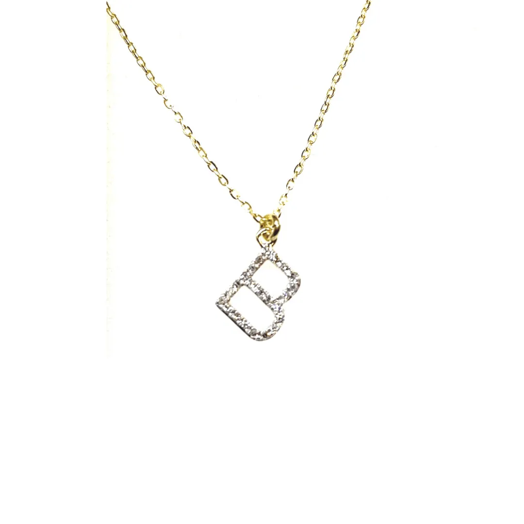 14k Gold and Diamond Initial Necklace