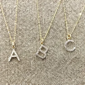 14k Gold and Diamond Initial Necklace