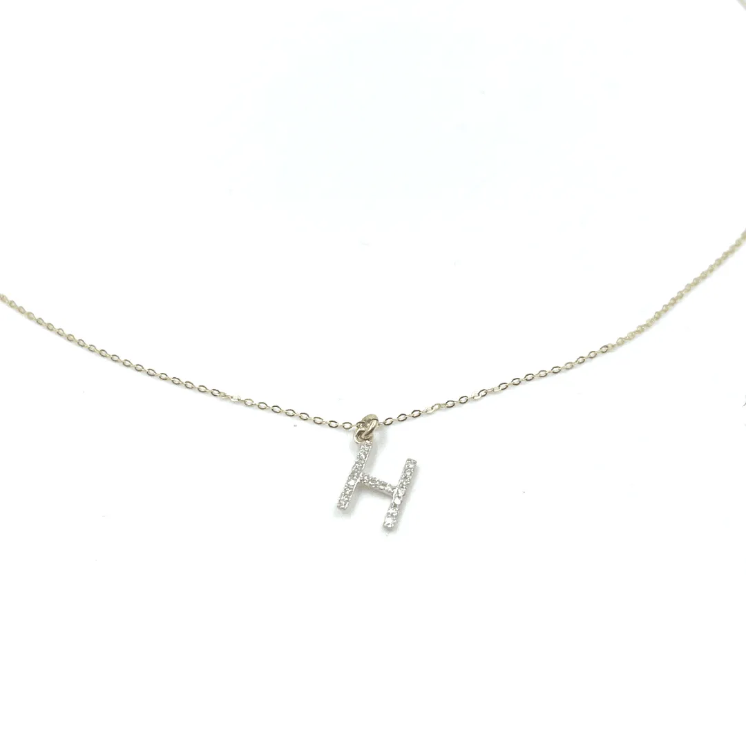 14k Gold and Diamond Initial Necklace