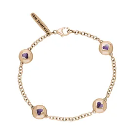 18ct Rose Gold Blue John Oval Heart Detail Four Stone Bracelet