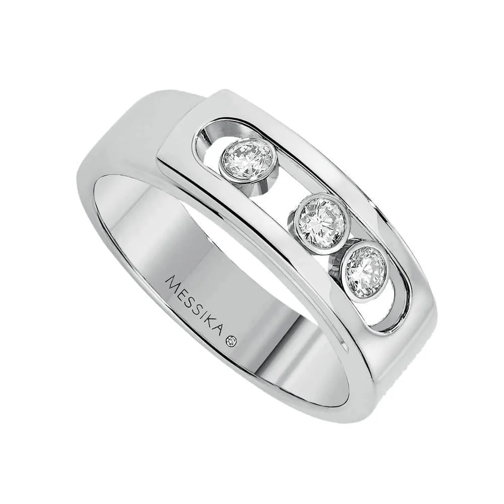 18ct White Gold Move Noa Three Moving Diamonds Ring