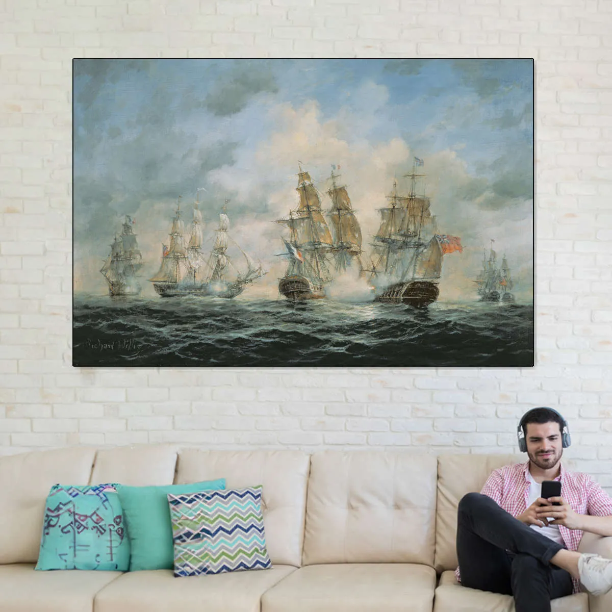 19th Century Naval Engagement In Home Waters Wall Art