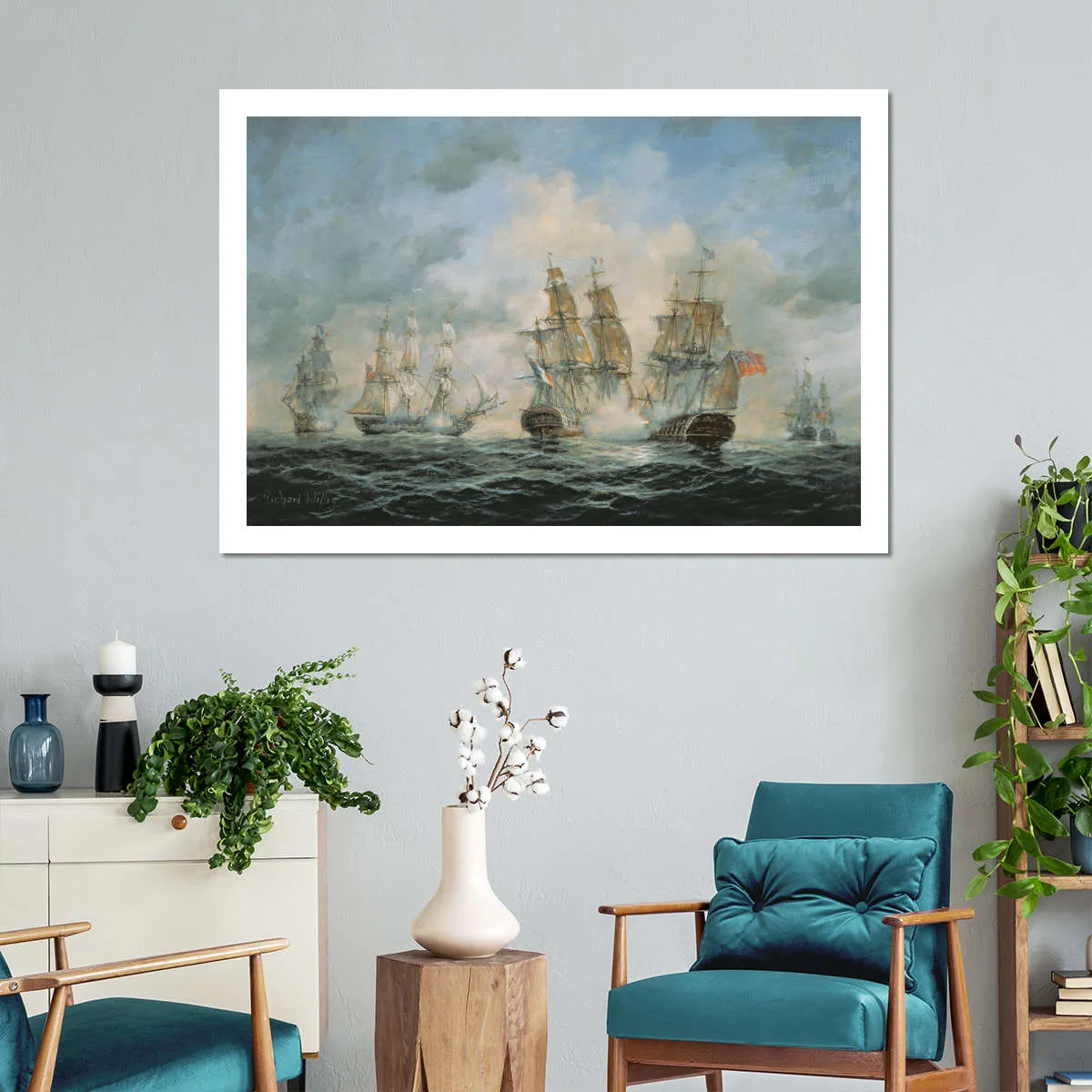 19th Century Naval Engagement In Home Waters Wall Art