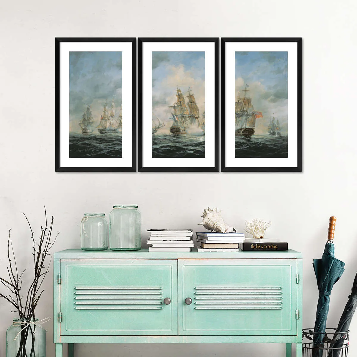 19th Century Naval Engagement In Home Waters Wall Art