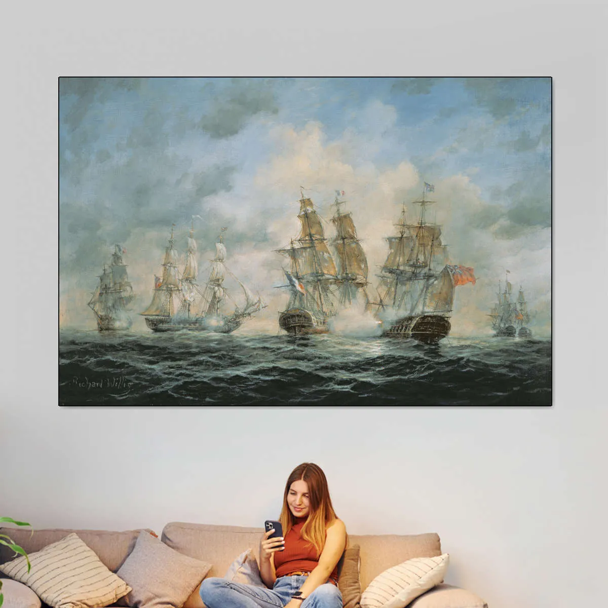 19th Century Naval Engagement In Home Waters Wall Art