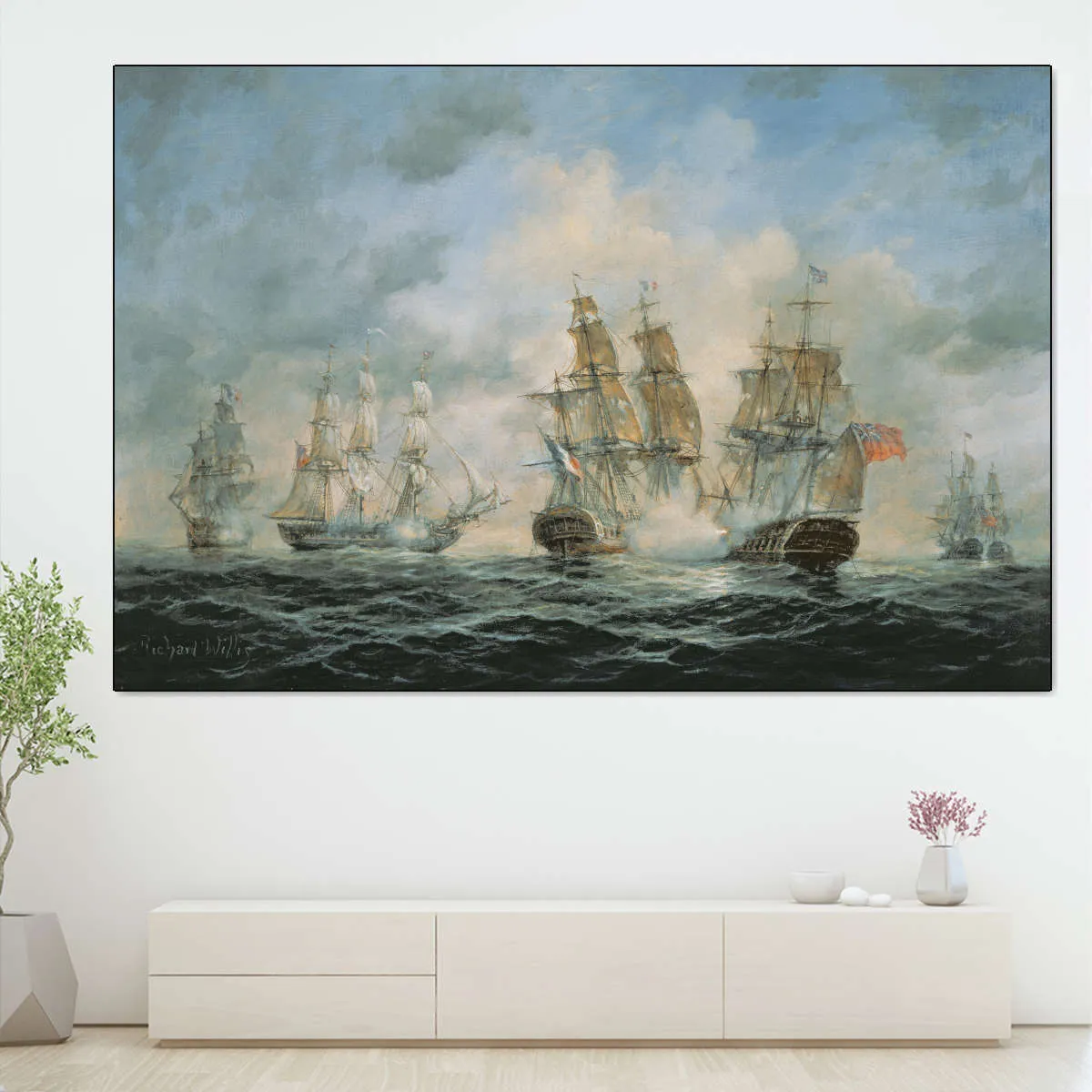 19th Century Naval Engagement In Home Waters Wall Art