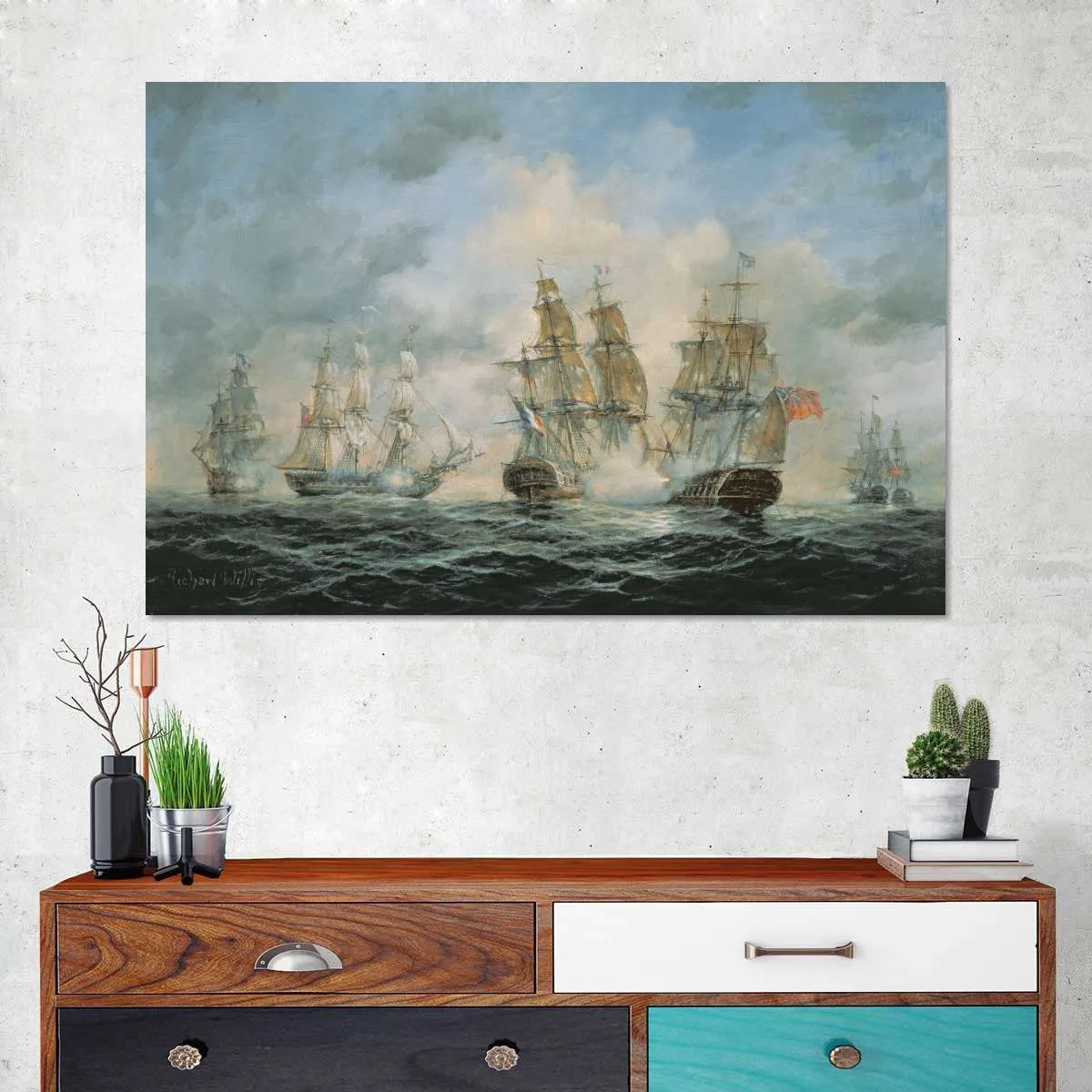 19th Century Naval Engagement In Home Waters Wall Art