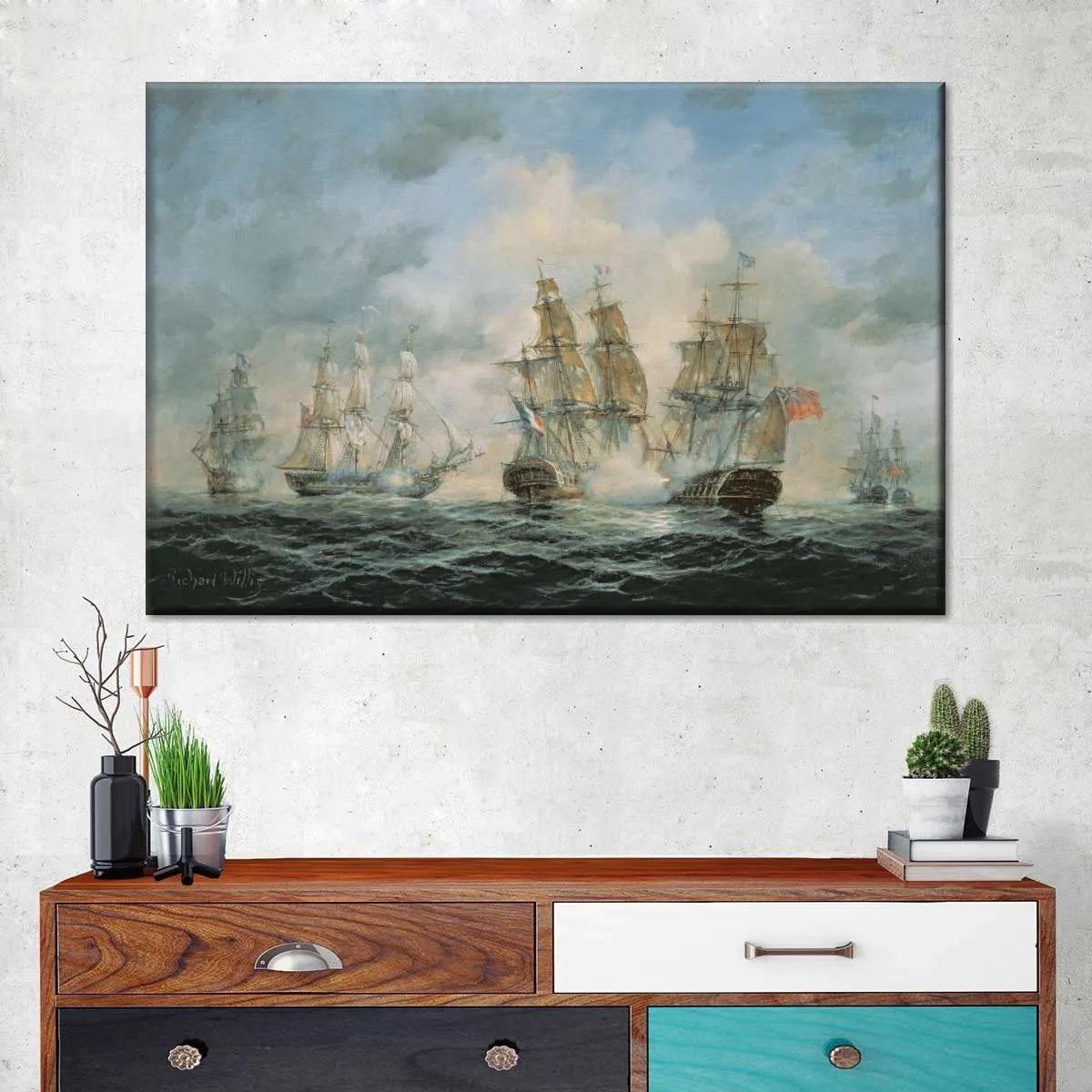 19th Century Naval Engagement In Home Waters Wall Art