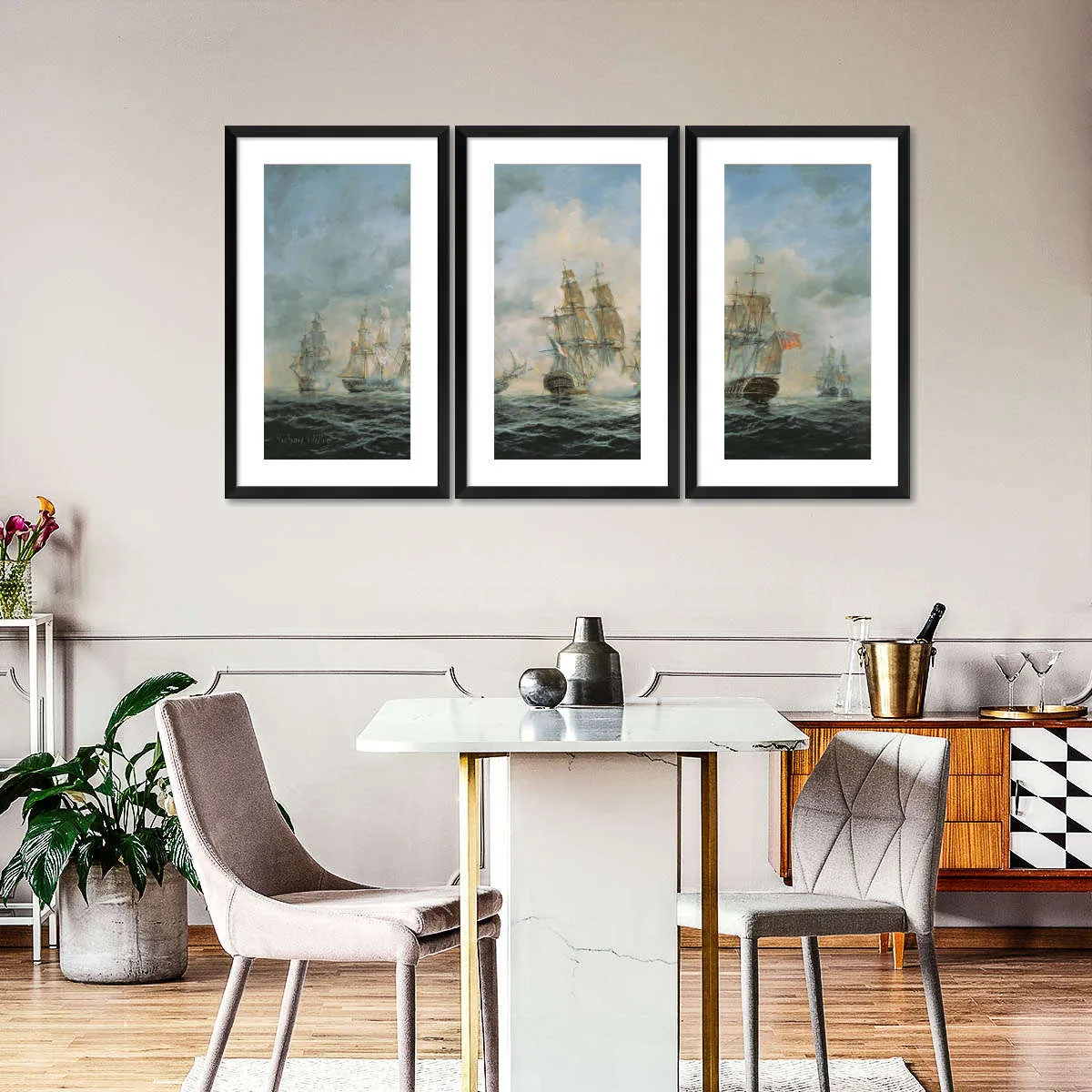 19th Century Naval Engagement In Home Waters Wall Art