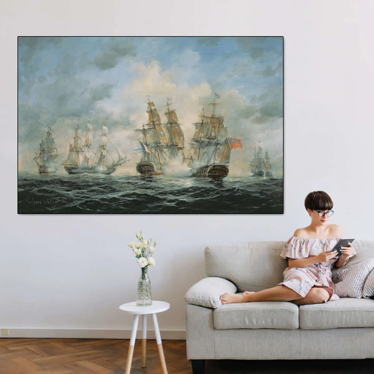 19th Century Naval Engagement In Home Waters Wall Art