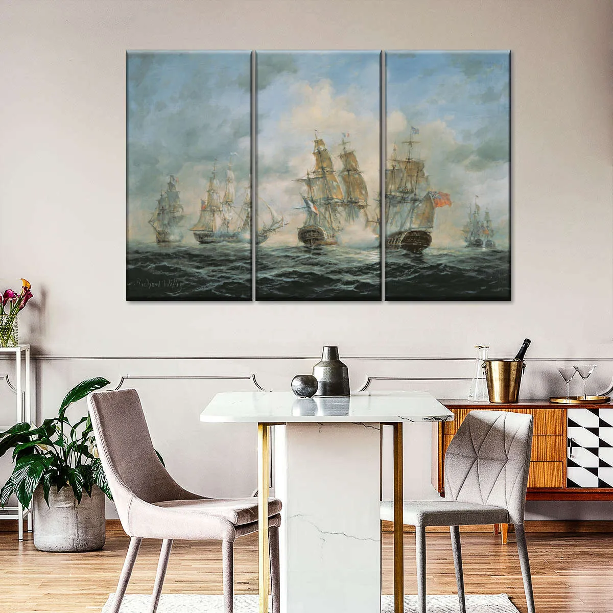 19th Century Naval Engagement In Home Waters Wall Art