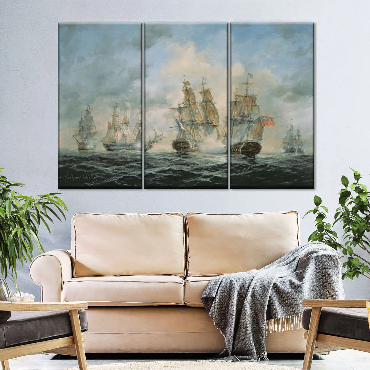 19th Century Naval Engagement In Home Waters Wall Art