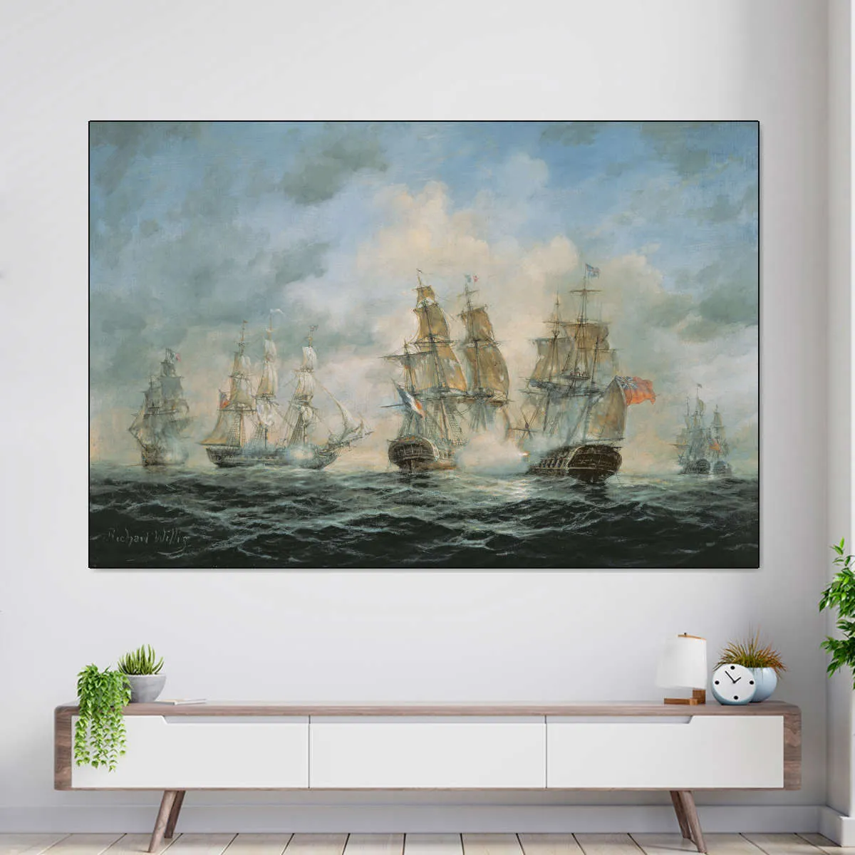 19th Century Naval Engagement In Home Waters Wall Art