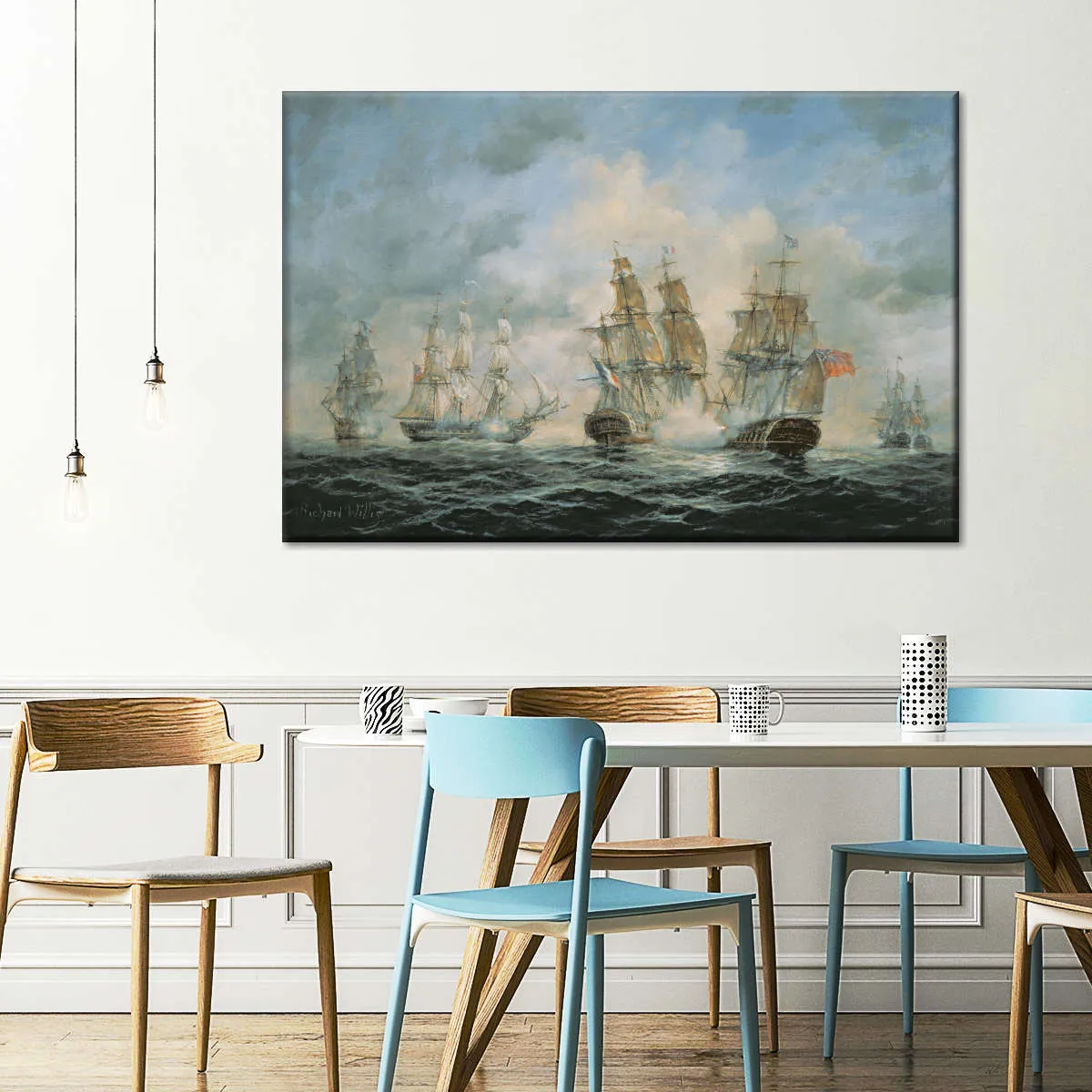 19th Century Naval Engagement In Home Waters Wall Art