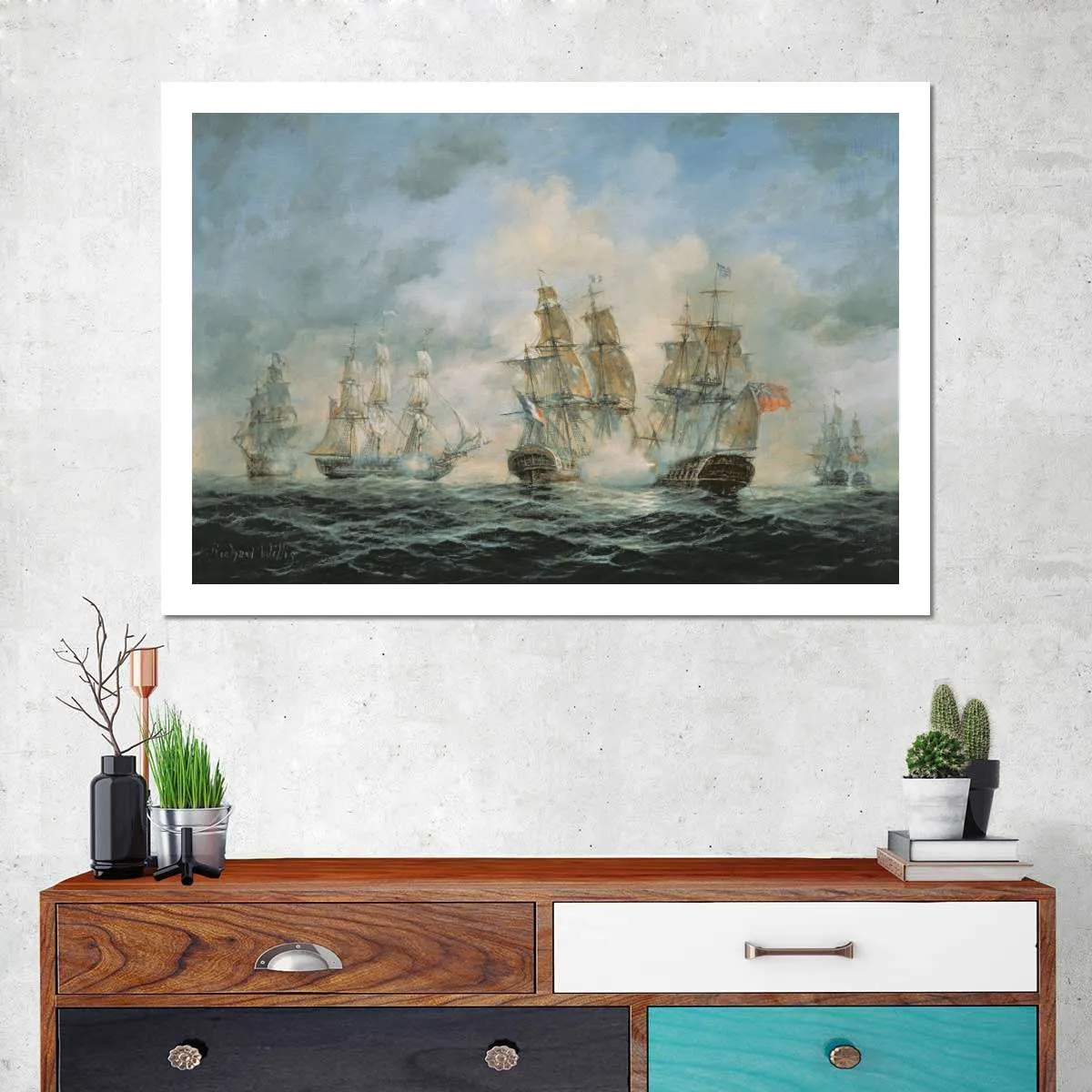 19th Century Naval Engagement In Home Waters Wall Art