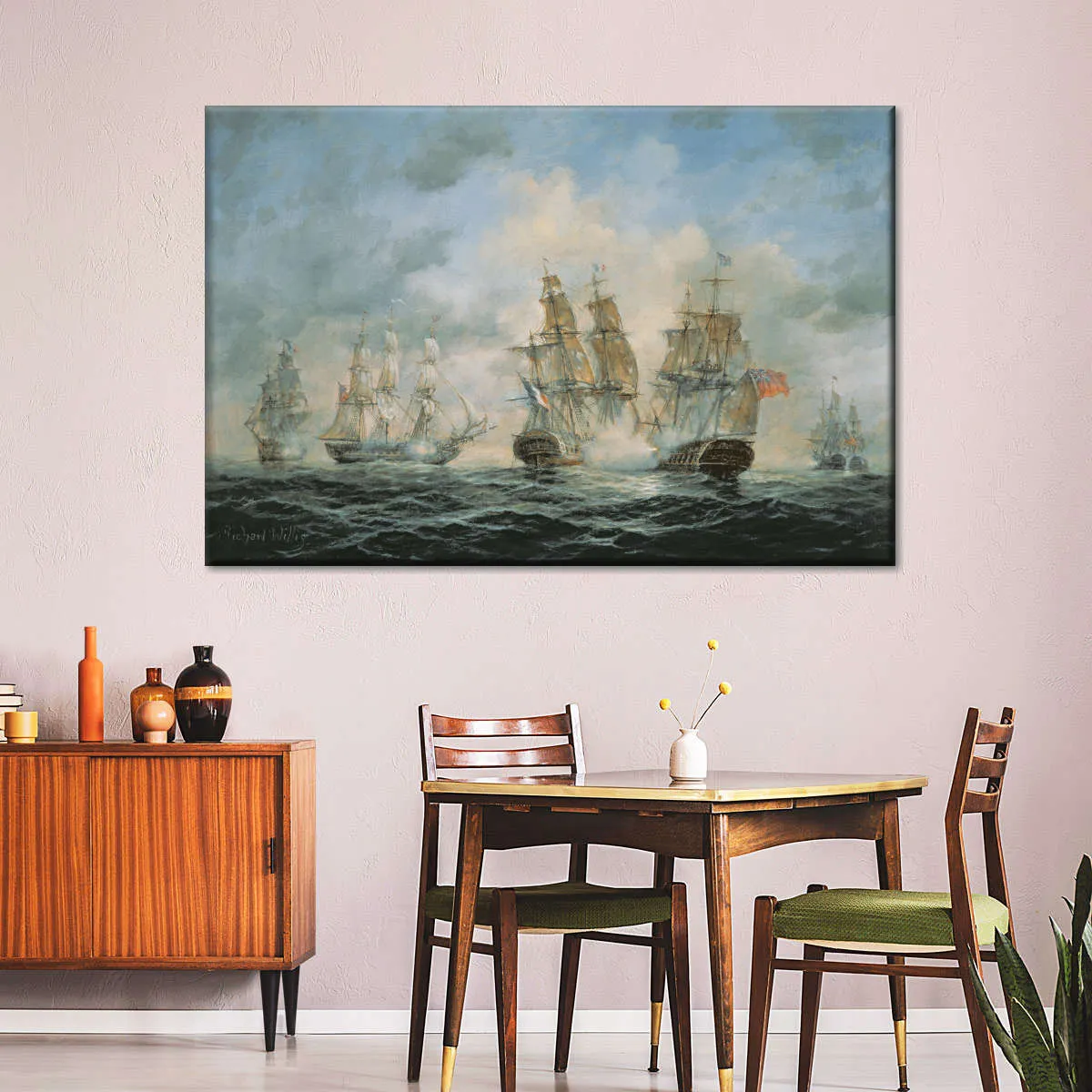 19th Century Naval Engagement In Home Waters Wall Art