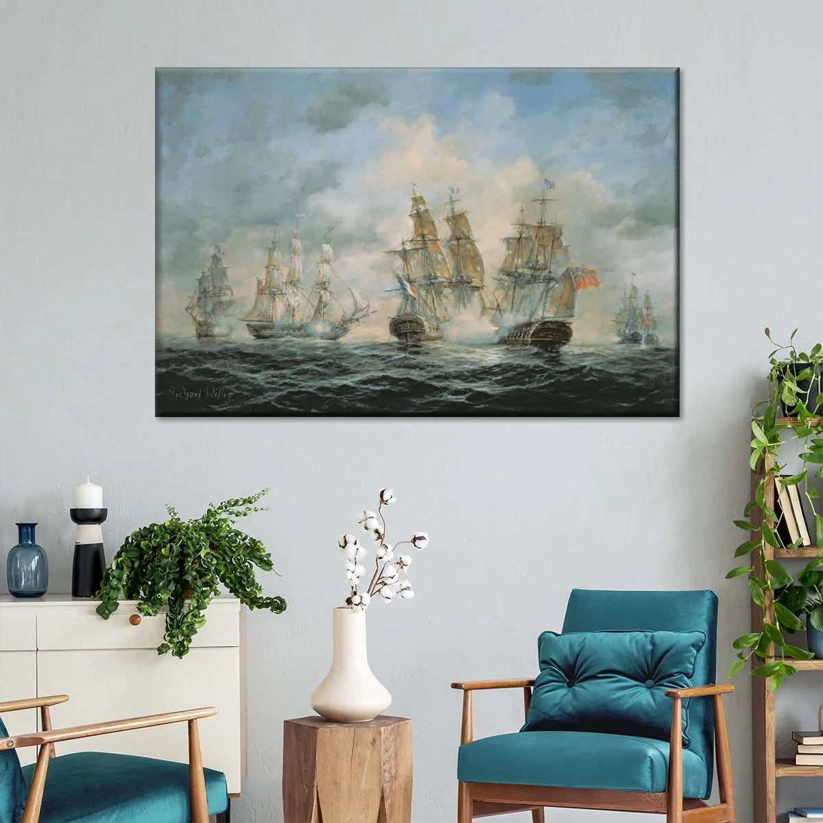 19th Century Naval Engagement In Home Waters Wall Art