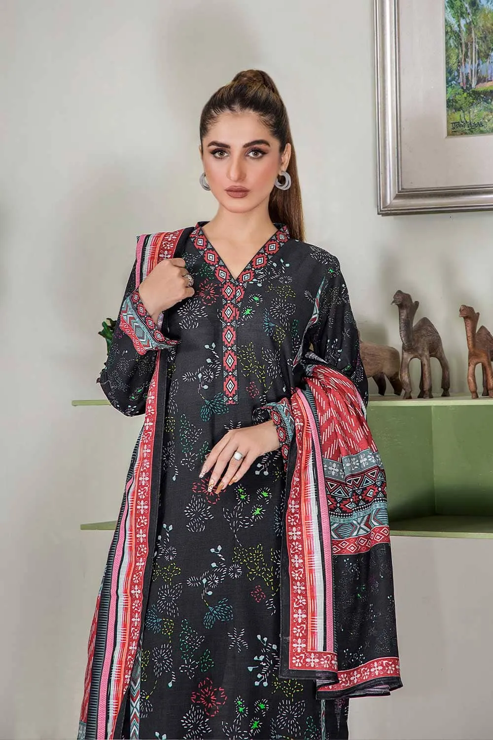 3 Pcs Unstitched Khaddar Suit KKH-2218