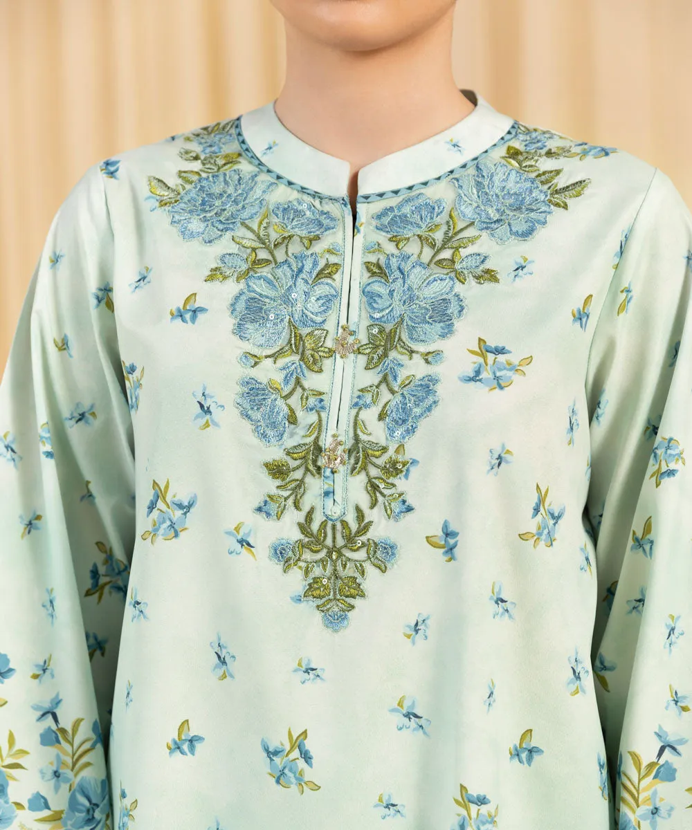 3 Piece -  Embroidered Silk Suit