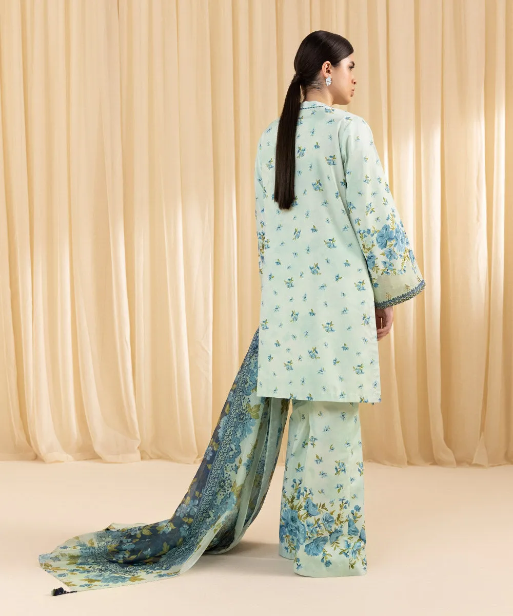 3 Piece -  Embroidered Silk Suit