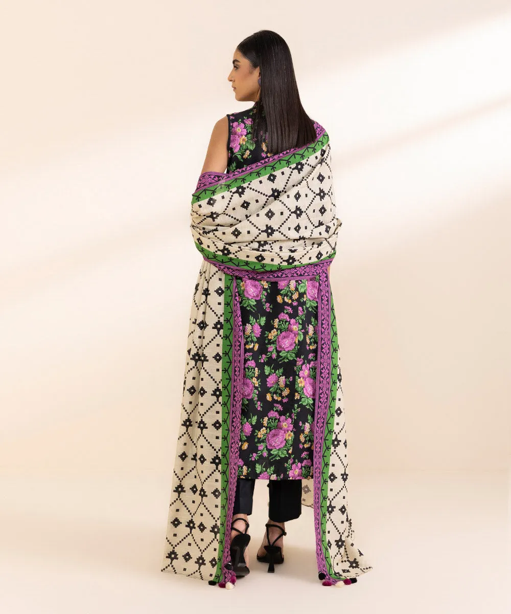 3 Piece - Printed Light Khaddar Suit