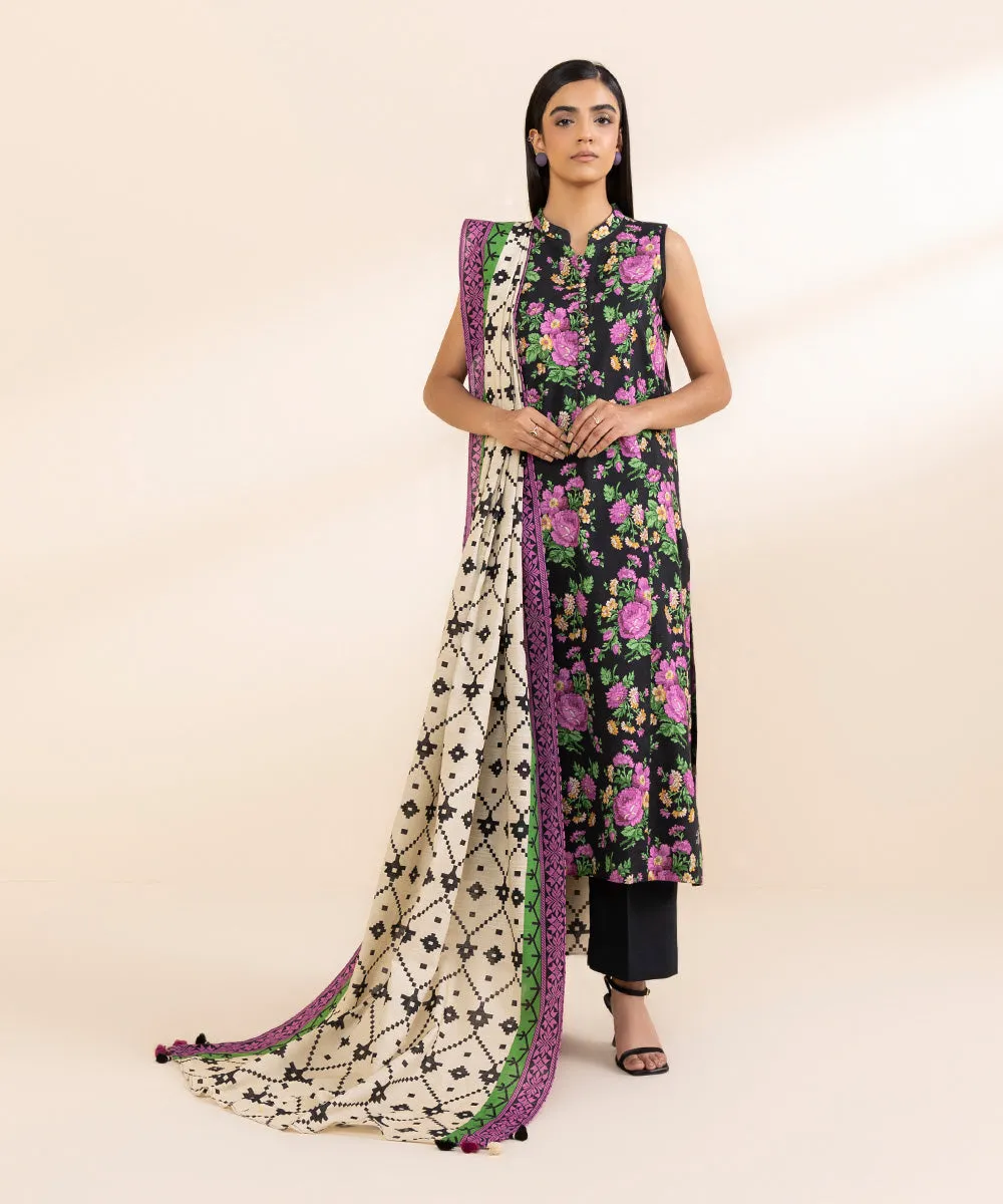 3 Piece - Printed Light Khaddar Suit