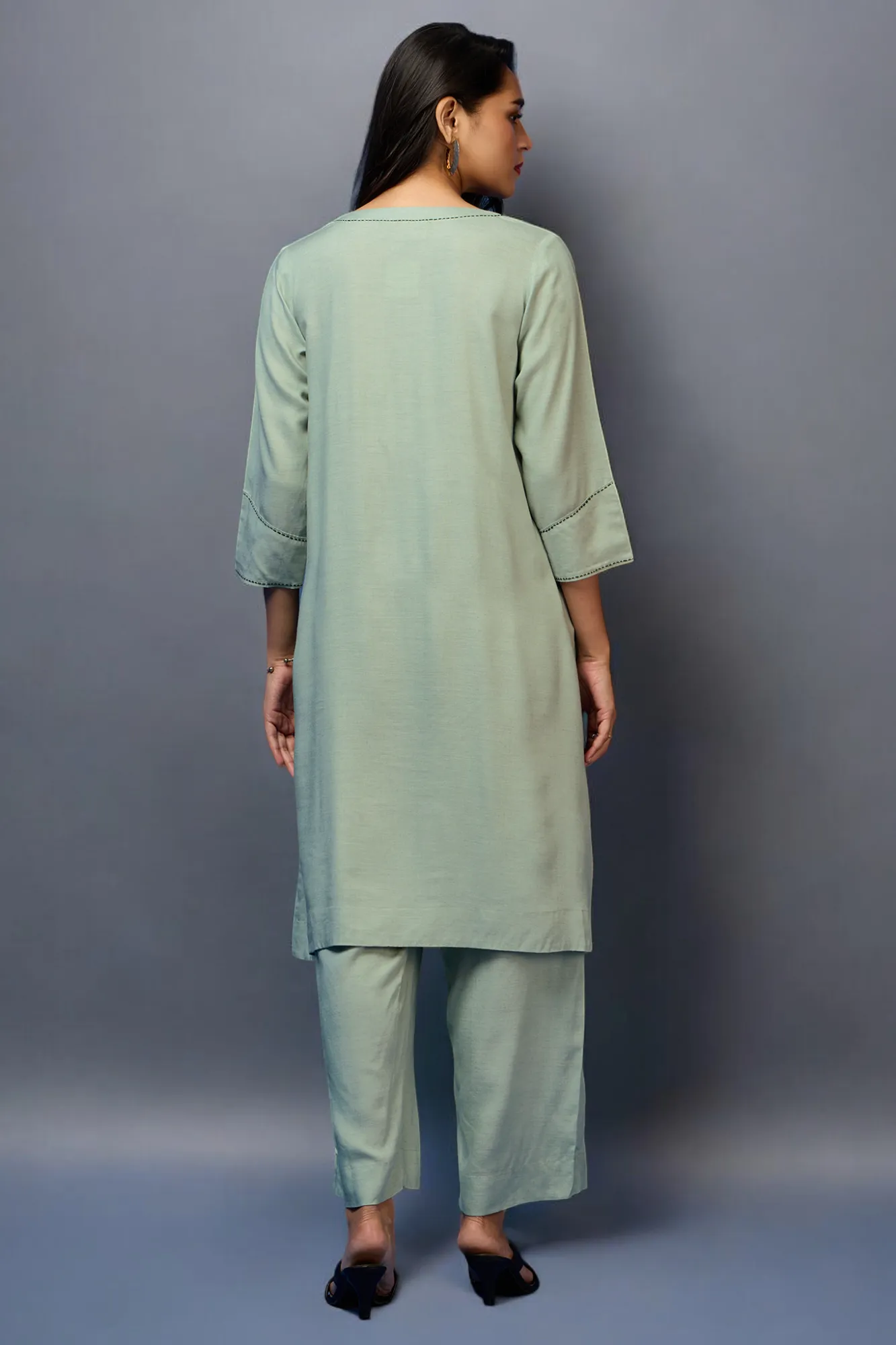 a-line kurta co-ord set - Pistachio Bliss & Sage Whisper