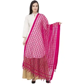 A R SILK Cotton Square Regular Rani Color Dupatta or Chunni