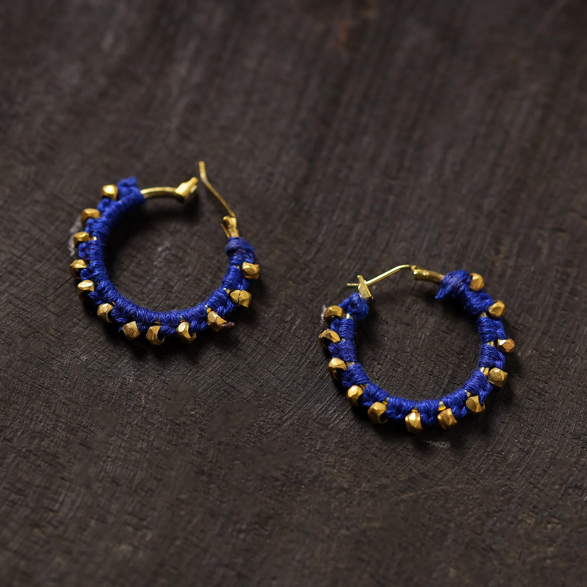 Aahana Handmade Thread & Brass Bead Work Earrings 09