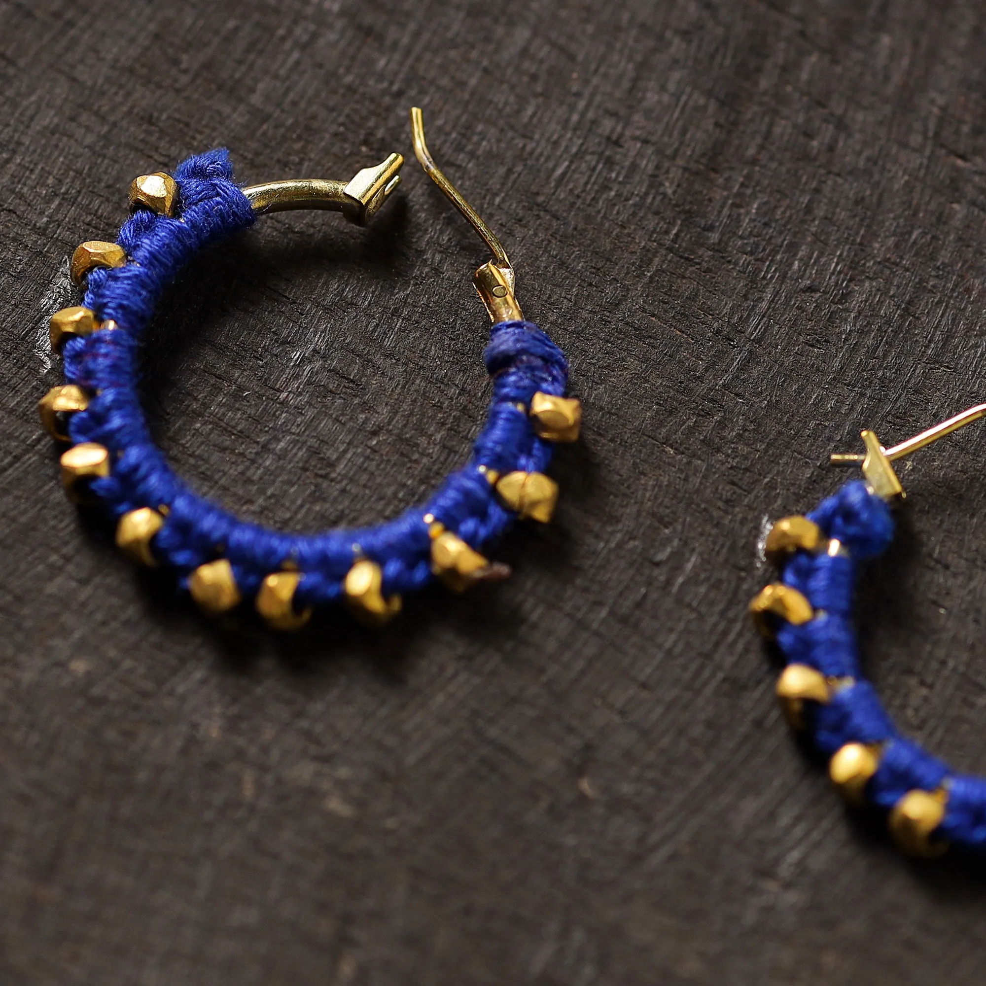 Aahana Handmade Thread & Brass Bead Work Earrings 09