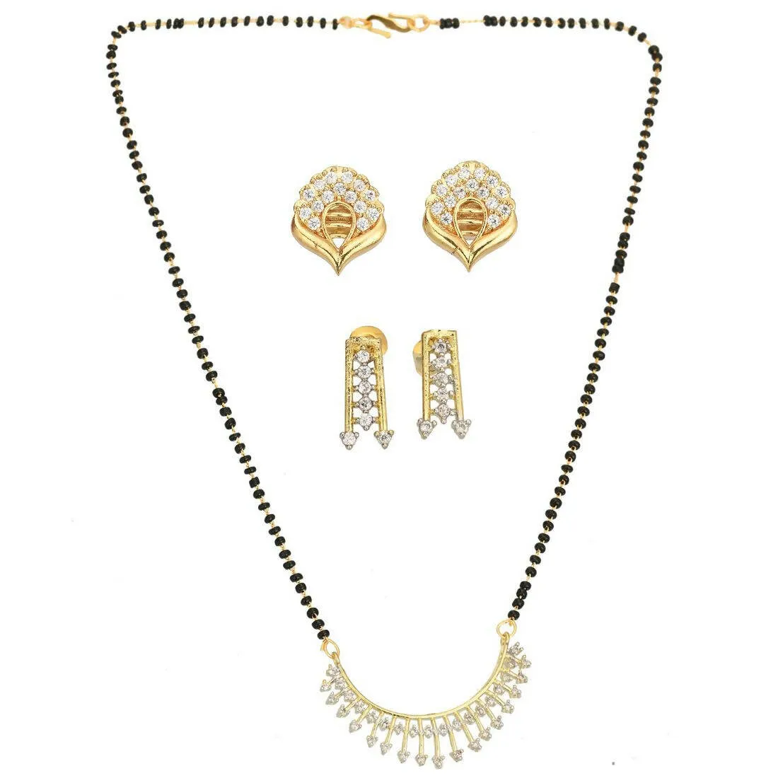 AanyaCentric Gold Plated Mangalsutra with Pendant, 2 Pair Earrings