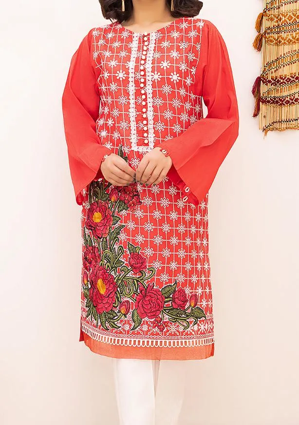 Adan’s Libas Schiffli Embroidered Stitched Lawn Kurti