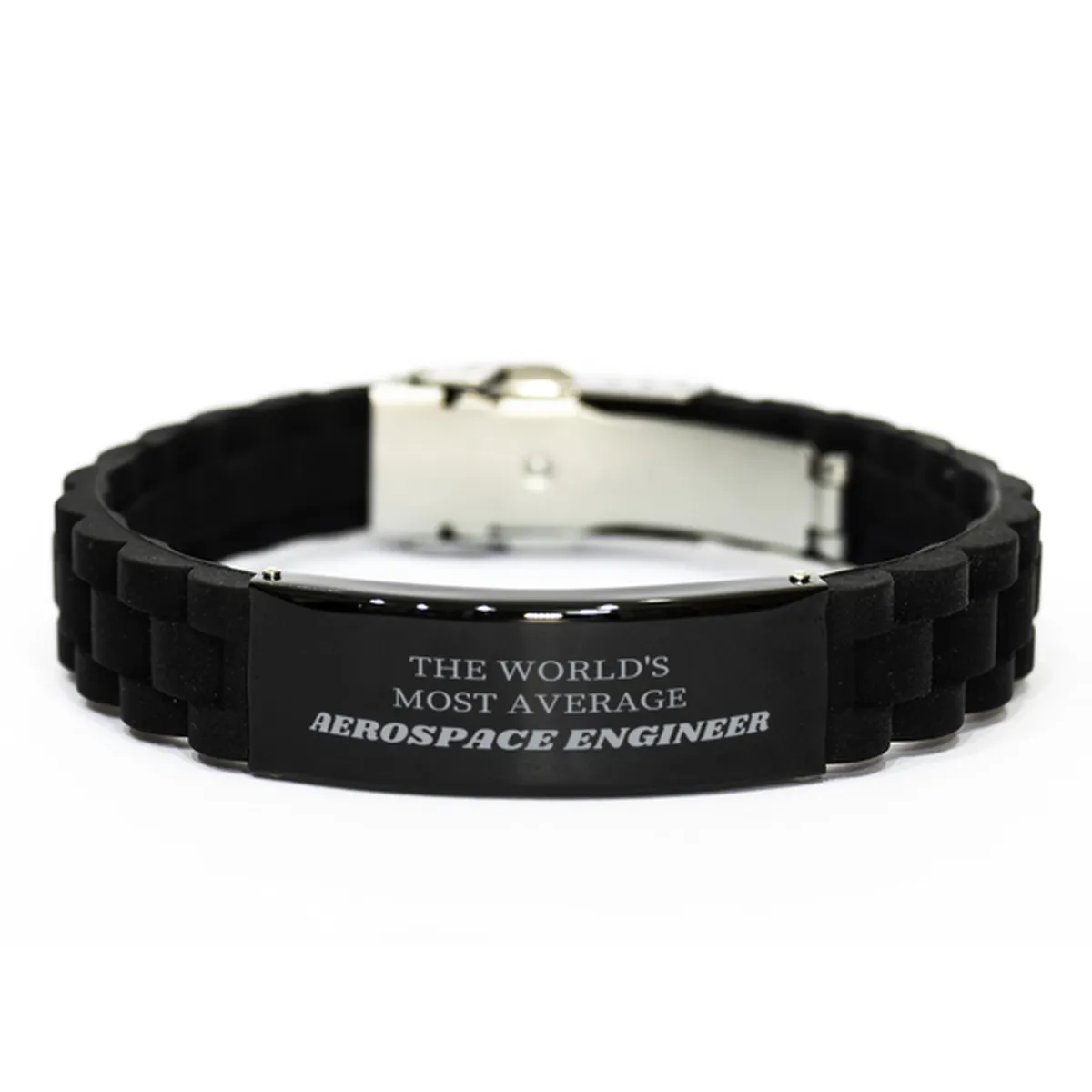 Aerospace Engineer Engraved Black Glidelock Clasp Bracelet - Perfect Gift for Graduation, Holidays, and Christmas to the Worlds Most Average Aerospace Engineer with Confidence and Hope