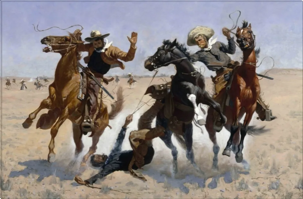 Aiding A Comrade Canvas - Frederic Remington