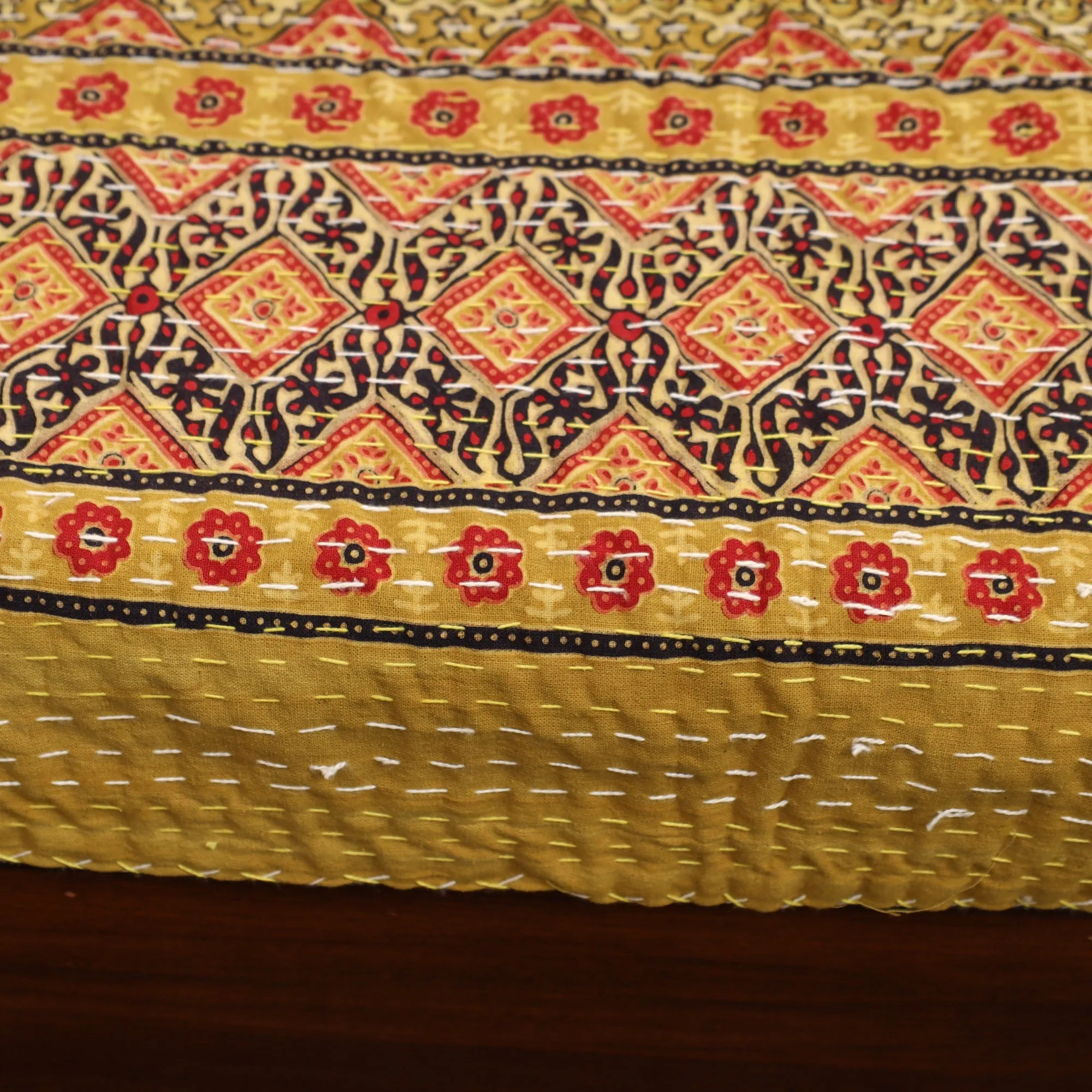 Ajrakh Print Single Tagai Kantha Bed Cover 78