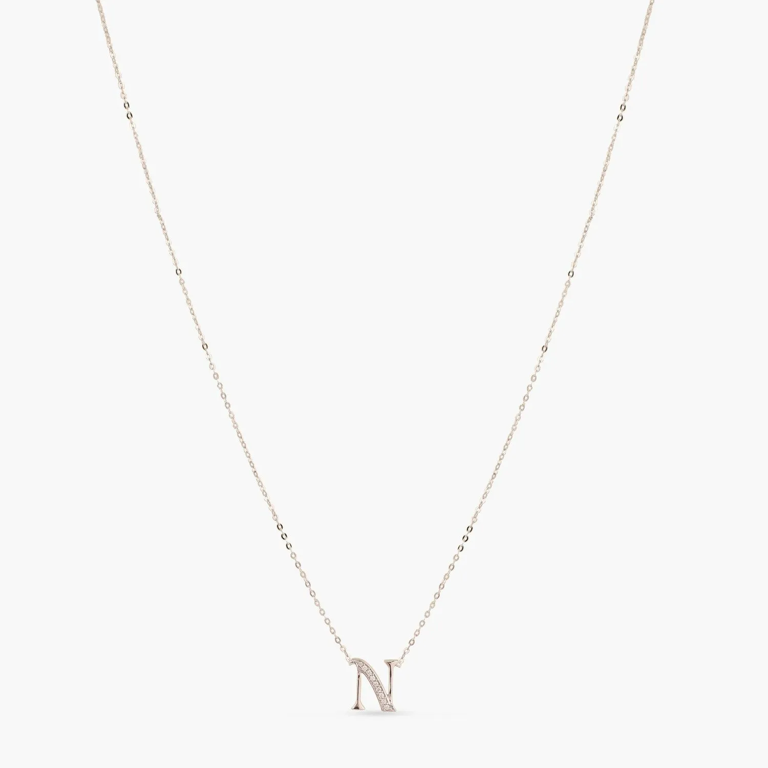 Alphabet A-Z Charms CZ White-Gold Plated Silver Necklace