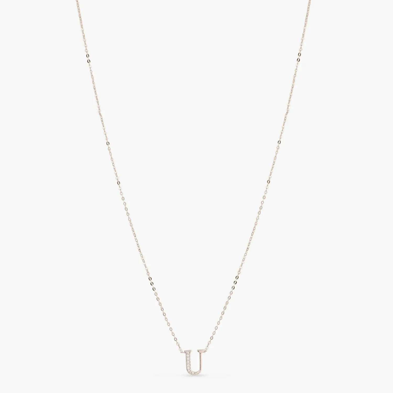 Alphabet A-Z Charms CZ White-Gold Plated Silver Necklace