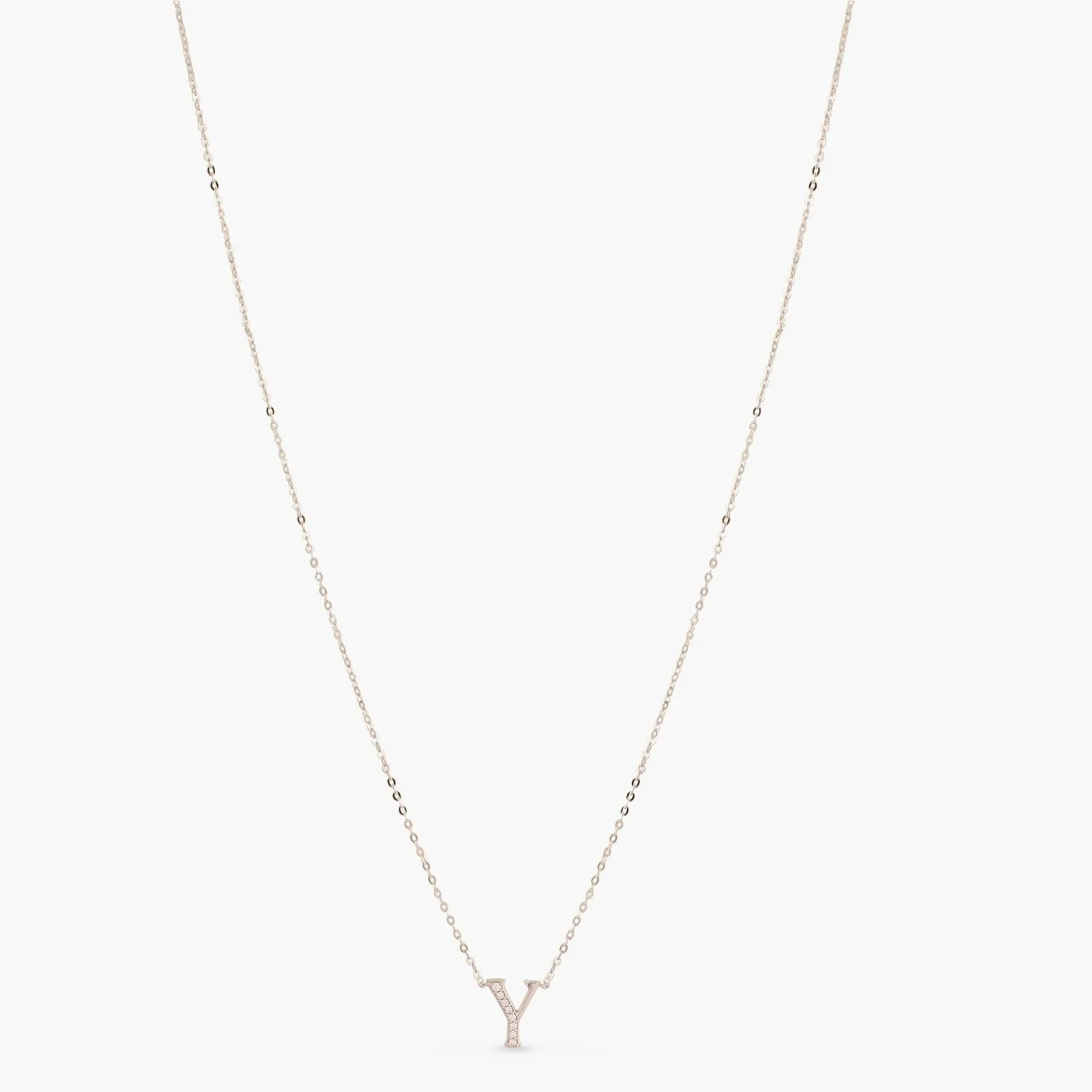 Alphabet A-Z Charms CZ White-Gold Plated Silver Necklace