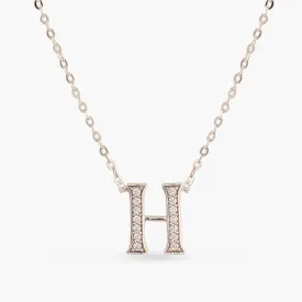 Alphabet A-Z Charms CZ White-Gold Plated Silver Necklace