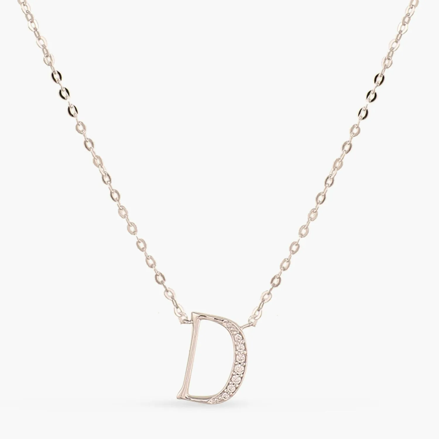 Alphabet A-Z Charms CZ White-Gold Plated Silver Necklace