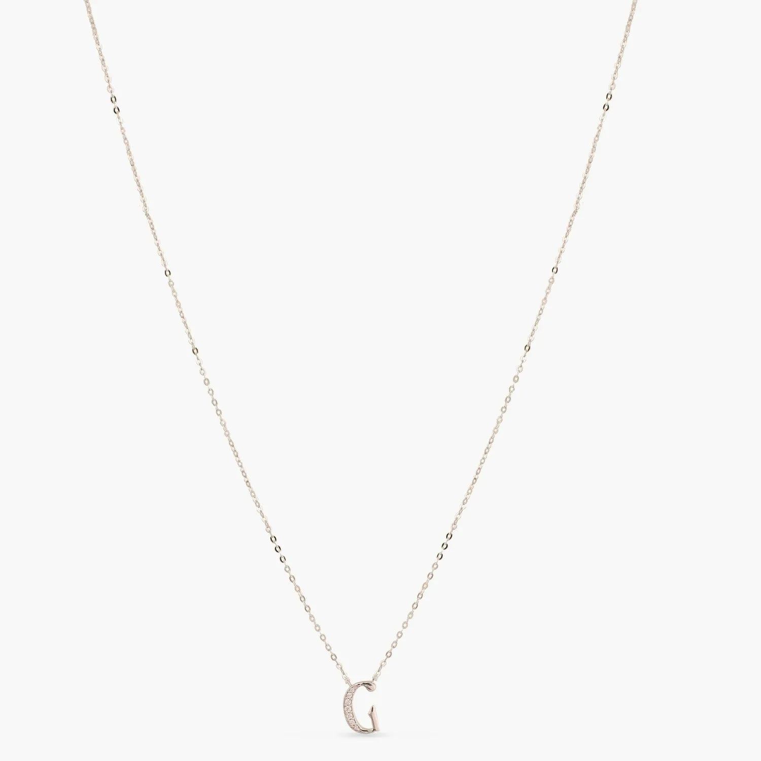 Alphabet A-Z Charms CZ White-Gold Plated Silver Necklace