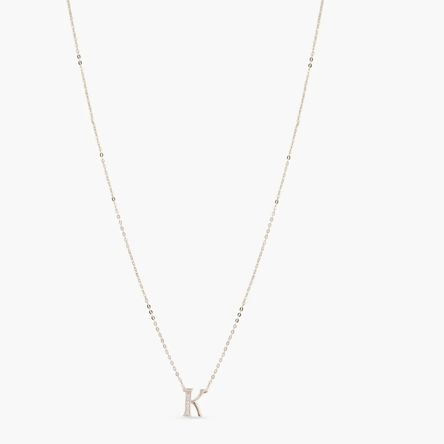 Alphabet A-Z Charms CZ White-Gold Plated Silver Necklace