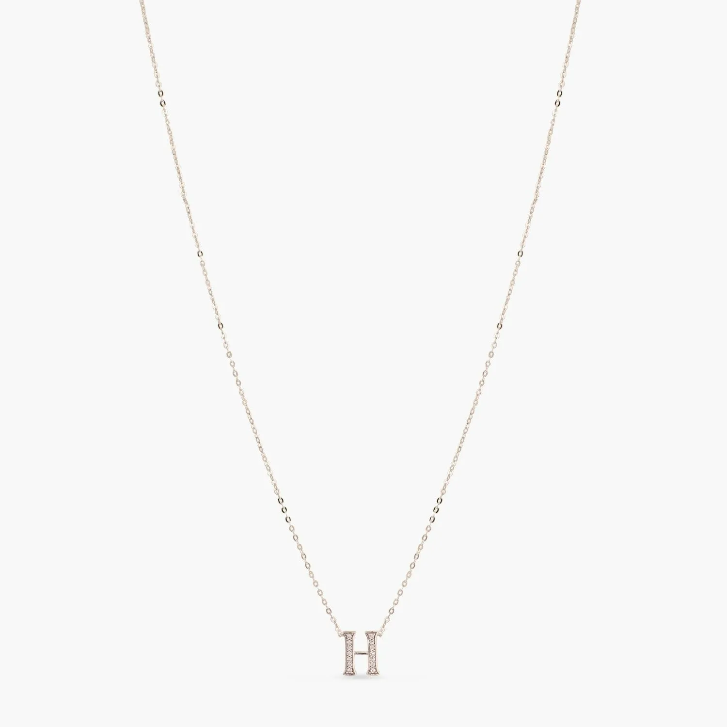 Alphabet A-Z Charms CZ White-Gold Plated Silver Necklace