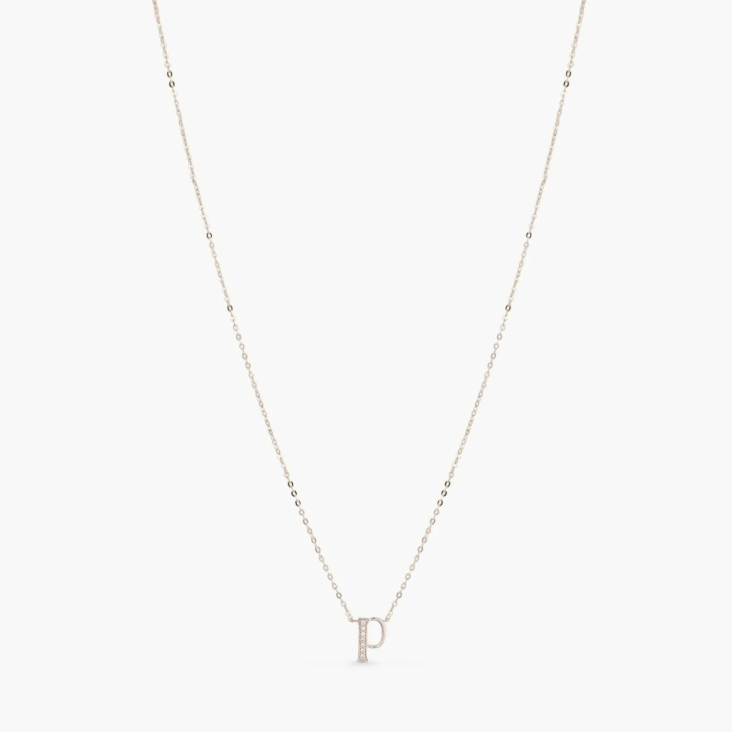 Alphabet A-Z Charms CZ White-Gold Plated Silver Necklace