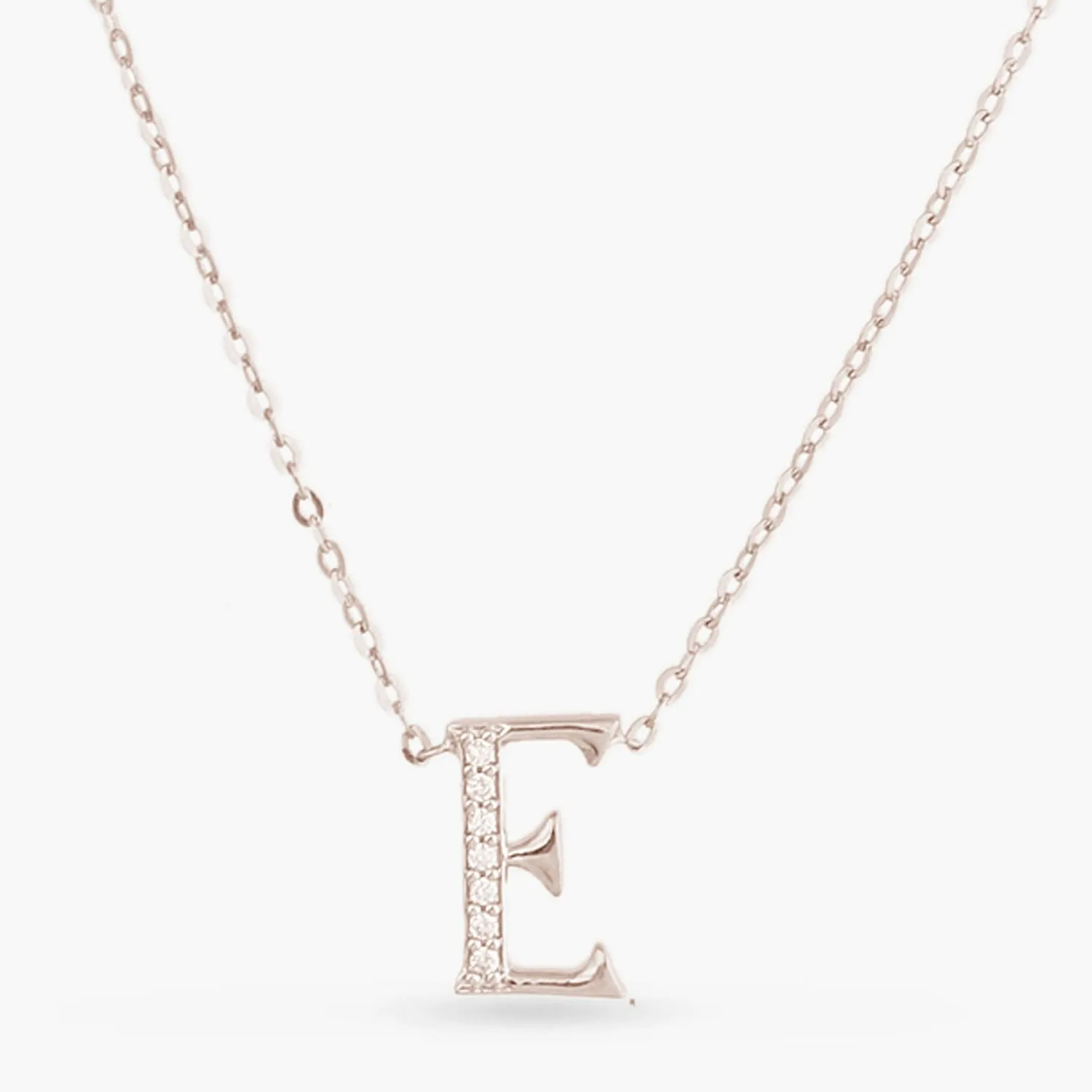 Alphabet A-Z Charms CZ White-Gold Plated Silver Necklace