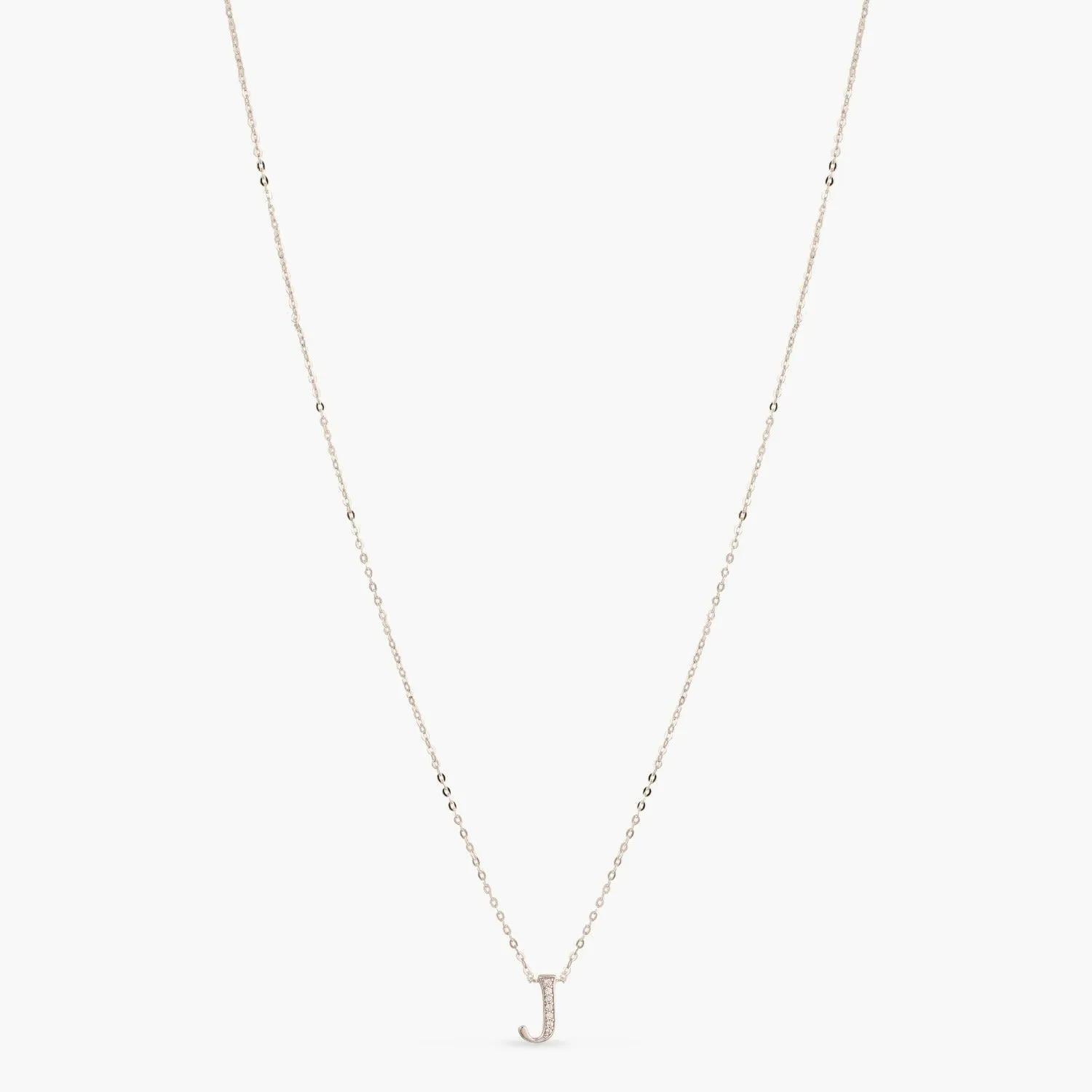 Alphabet A-Z Charms CZ White-Gold Plated Silver Necklace