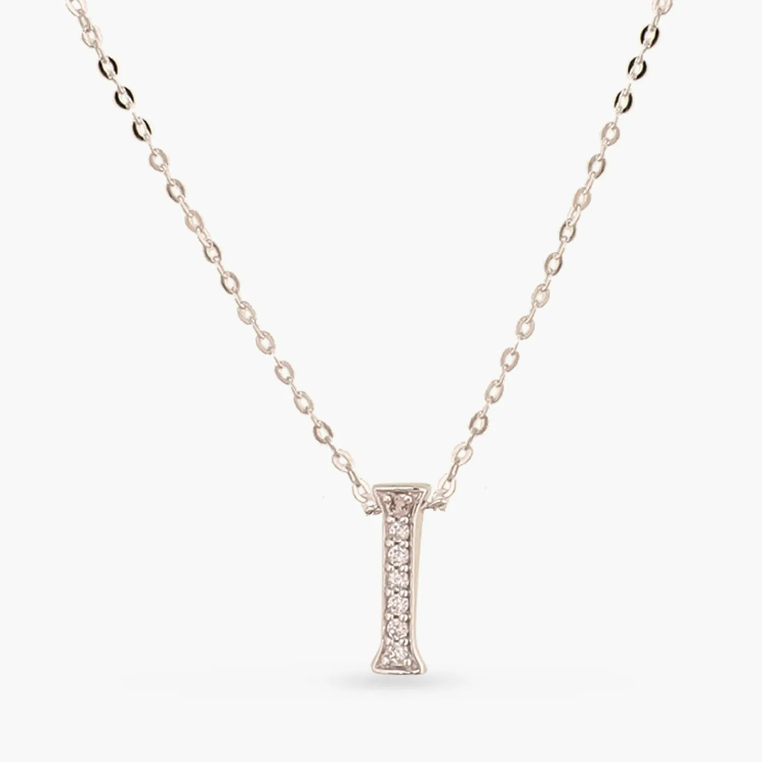 Alphabet A-Z Charms CZ White-Gold Plated Silver Necklace