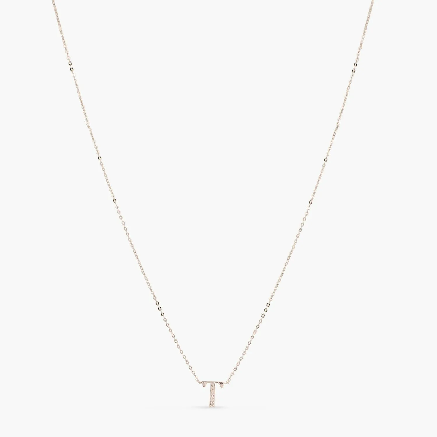 Alphabet A-Z Charms CZ White-Gold Plated Silver Necklace