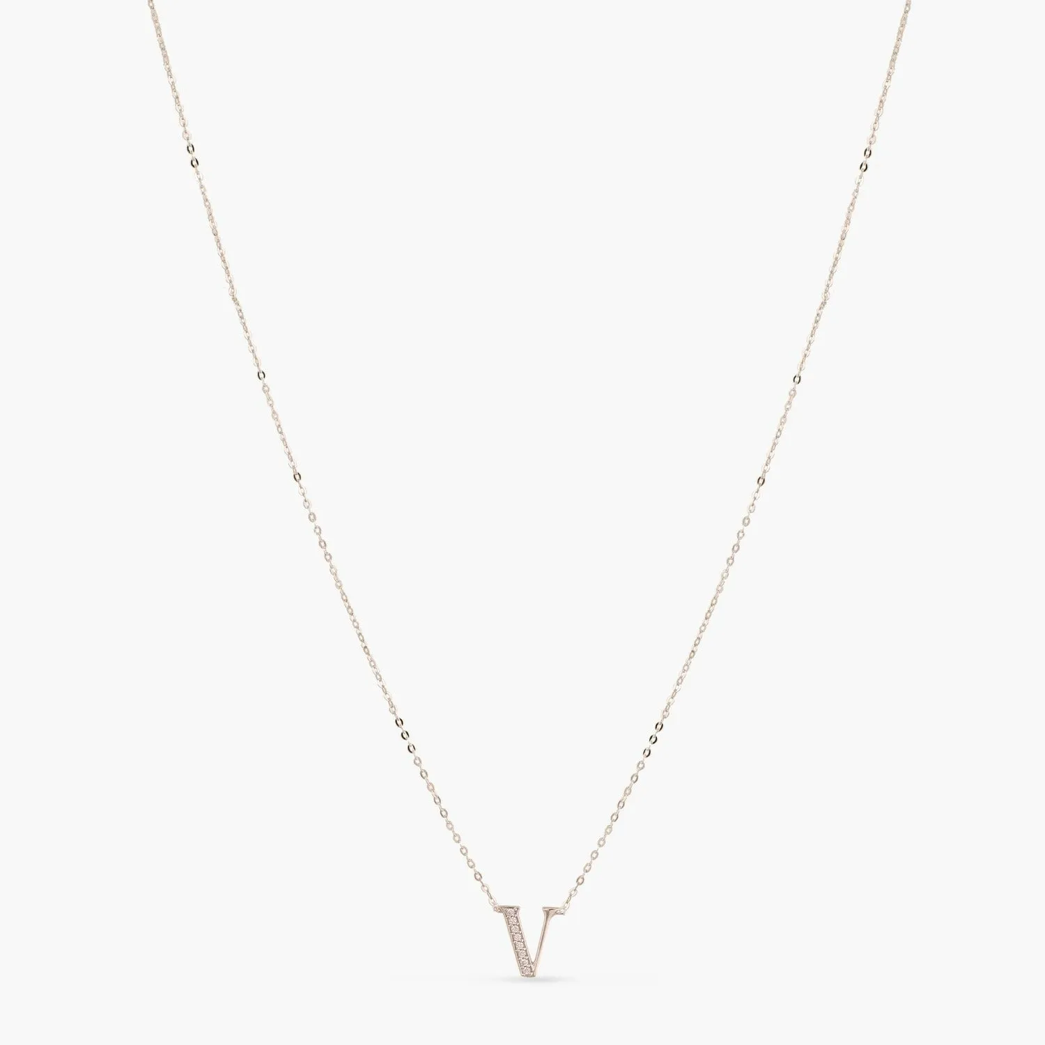 Alphabet A-Z Charms CZ White-Gold Plated Silver Necklace