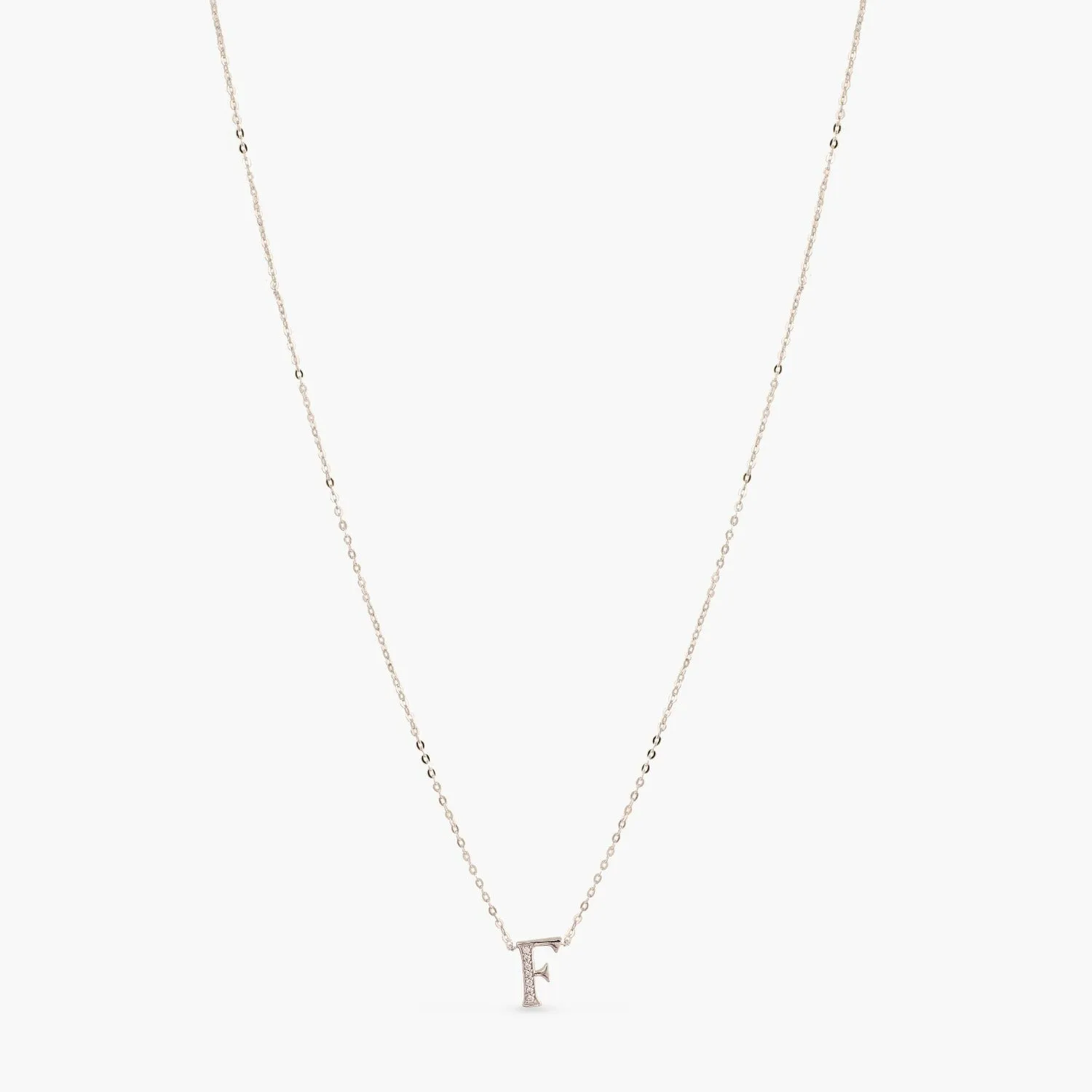 Alphabet A-Z Charms CZ White-Gold Plated Silver Necklace